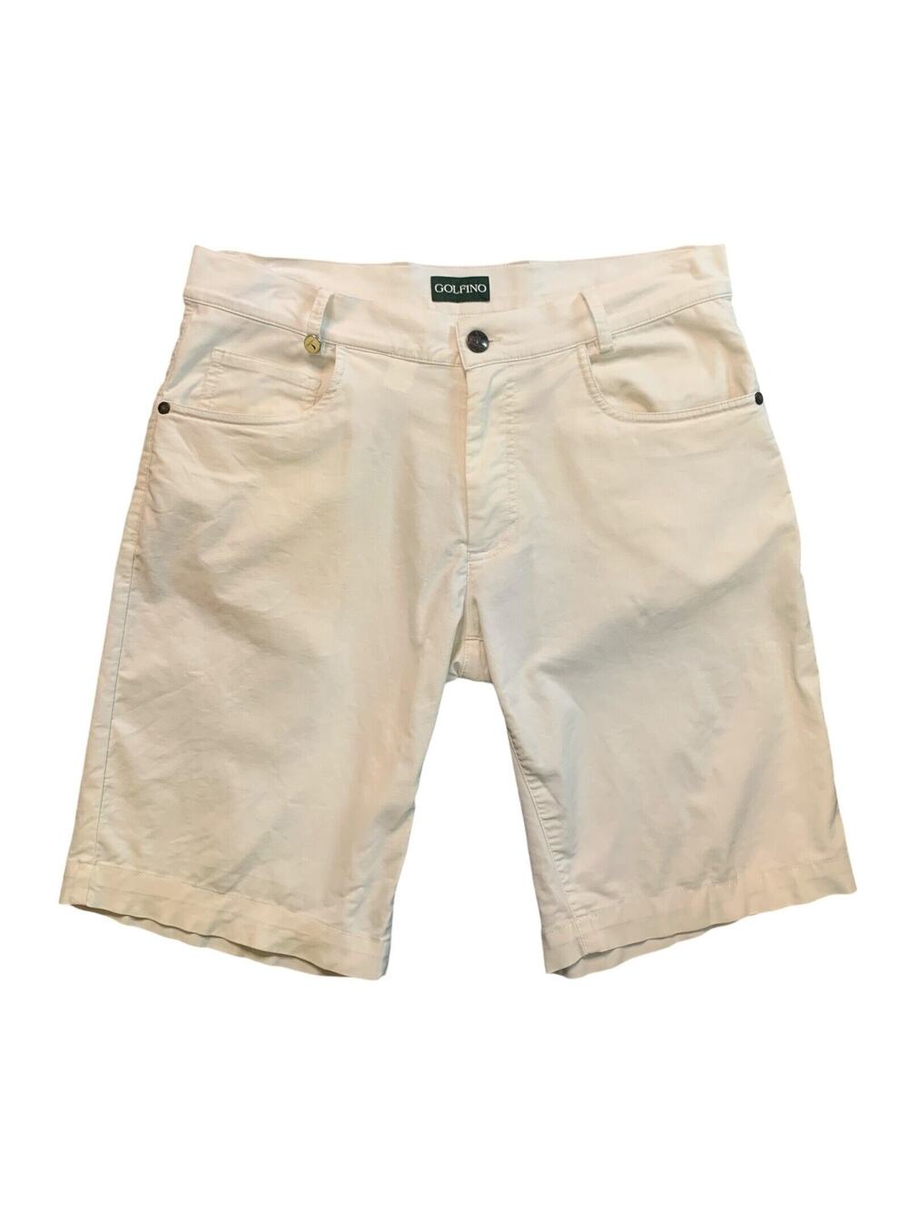 Golfino Shorts Mens 32 Ivory Mid Rise Golf Performance Chino Zip Fly Wicking